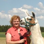 Bäuerin Maria Weixlbaumer mit Lama | © Urlaub am Bauernhof Oberösterreich / Maria Weixlbaumer