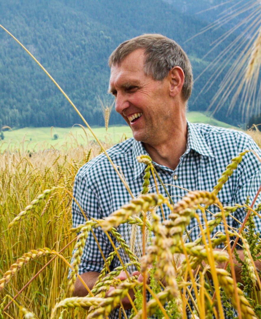 Bauer im Getreidefeld mit Getreide, Zieferhof in Leogang, Salzburger Land | © Urlaub am Bauernhof / Matthias Gruber